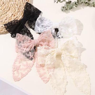 1PC Super Fairy Lace Hairpin, Mesh Four-leaf Clover Bow Spring clip,European and American Cross-border Spring Handmade Headwear