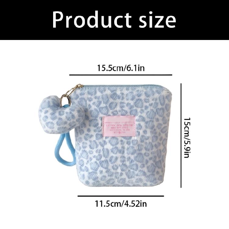 Winter Leopards Pattern Makeup Pouches Portable Beauty Storage Case Girl Portable Sanitary Cotton Bag