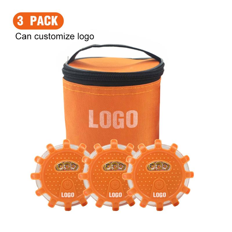 Low MOQ Durable Orange Housing Impact Resistant Marine Camping Strobe Magnetic LED Road Flare Beacon Warning Disc