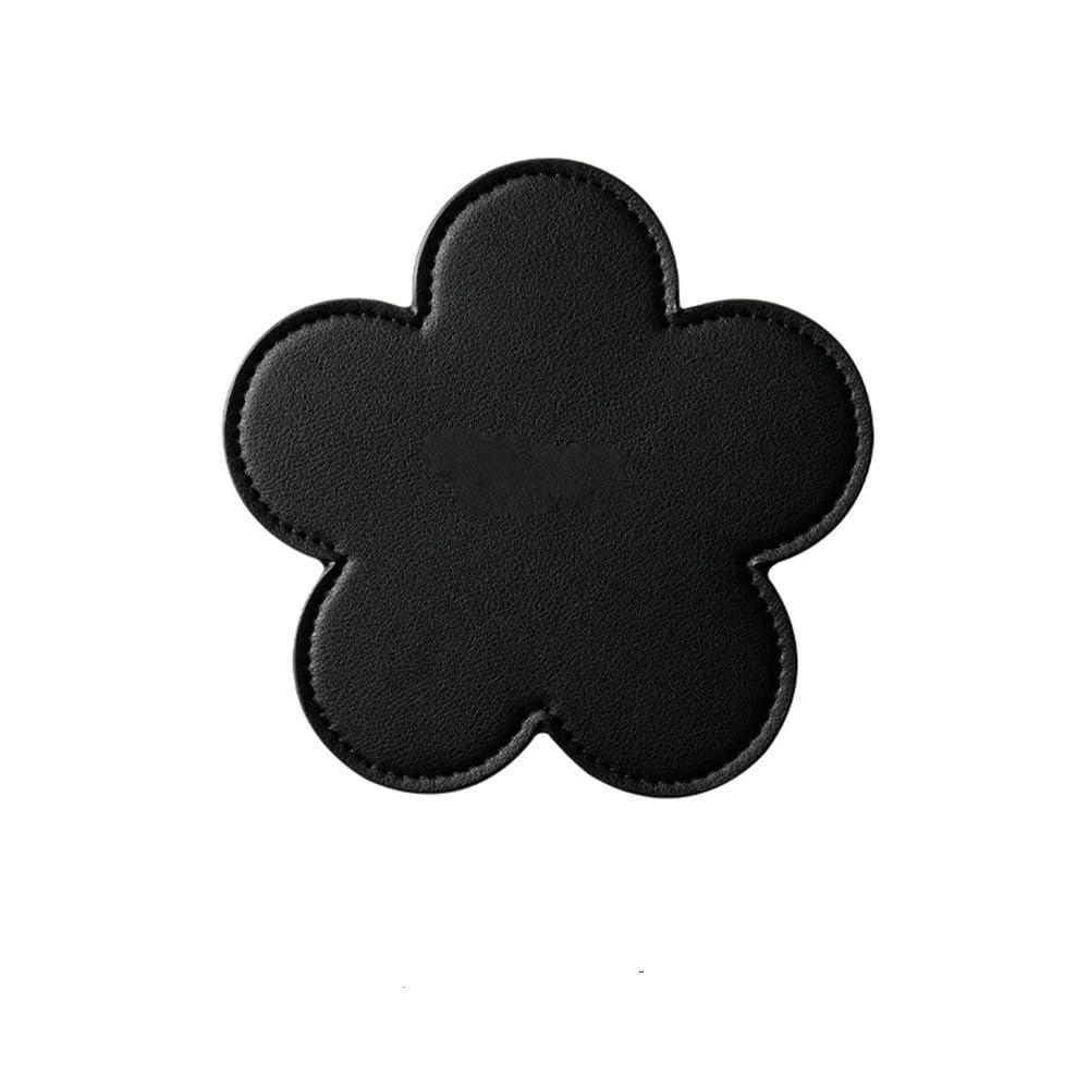 

Creative Flower-Shaped Non-Slip PU Leather Coaster: Double-Sided, Waterproof, and Oil-Proof for Home Dining Tables 14.2 cm чёрный