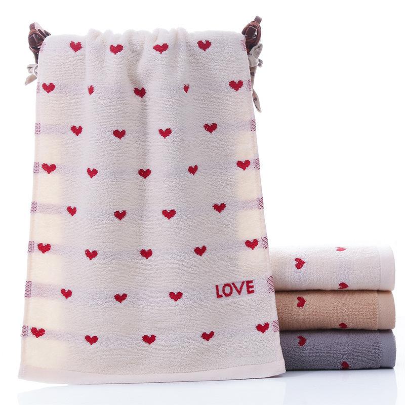 Toalla de baño de algodón Love, toalla de absorción gruesa para lavar la cara, toallas para el cuerpo, paño de cocina para limpieza del hogar, 34 x 75 cm