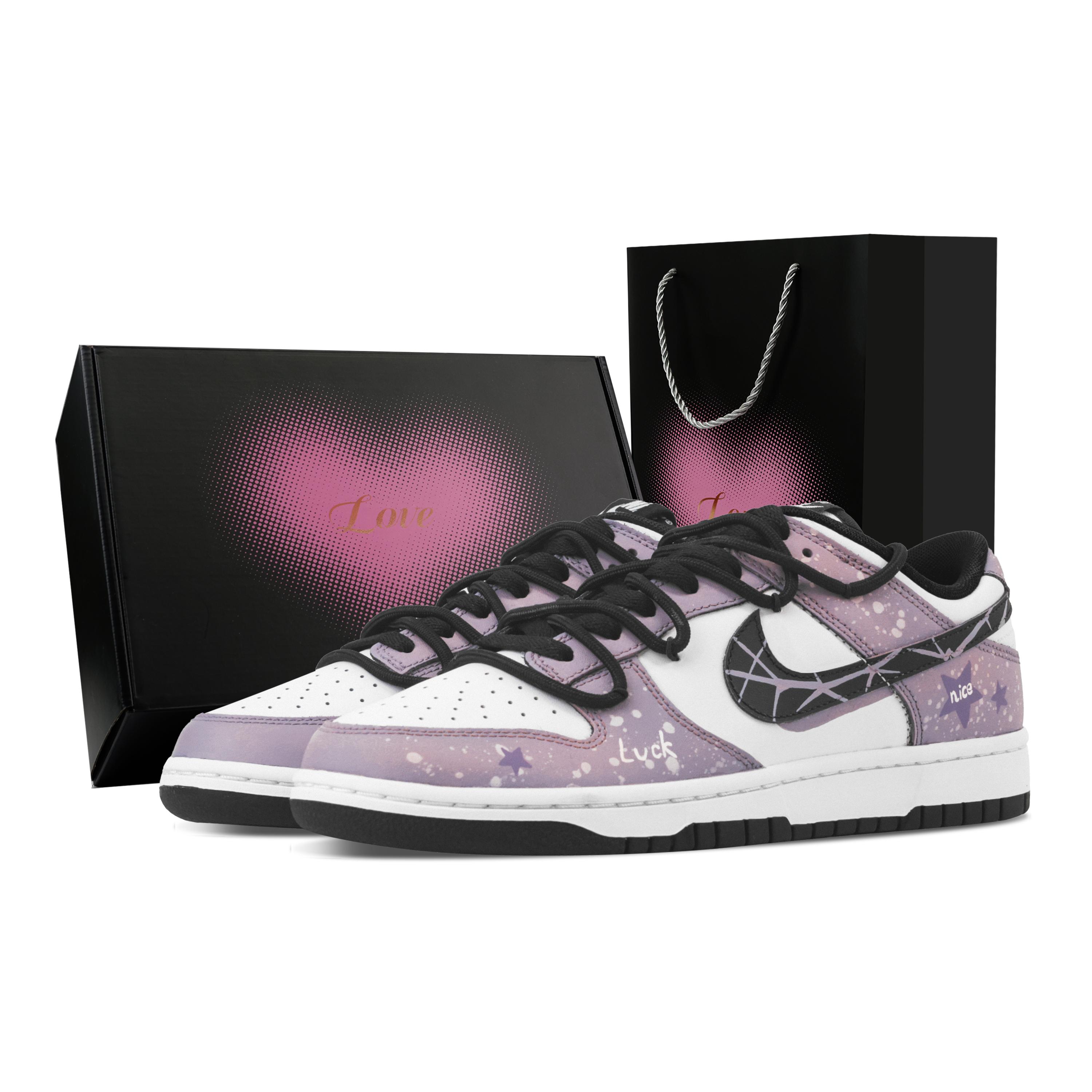 

Nike Dunk Starlit Arrival Heart Box Abrasion Resistant Low top Skateboard Shoes Unisex Purple Pink DD1391-100(Team459--) 42.5