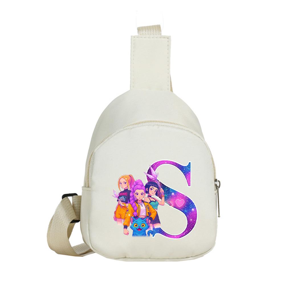 

26 English Letter K-Pop Demon Hunters Printed Kawaii Chest Pack for Boy Girl Shoulder Bag Student Portable Crossbody Pouch Kid Christmas Gift