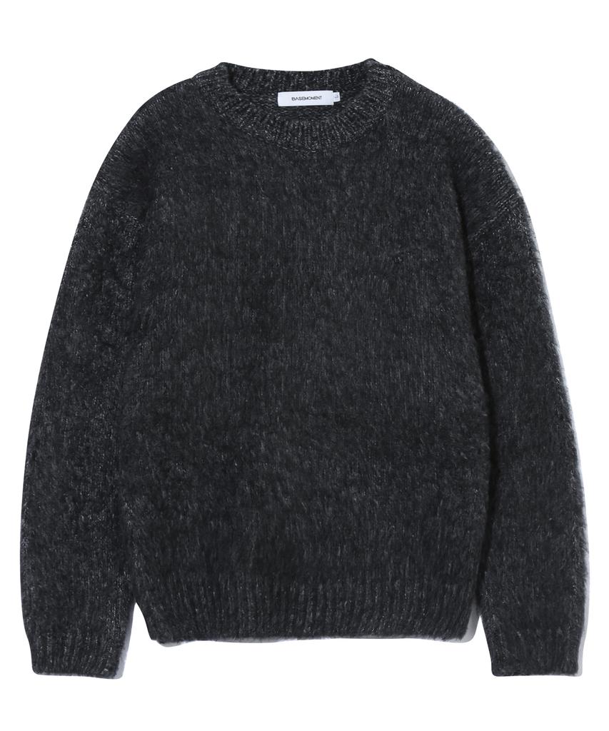 BASEMOMENT Bulky Brush Crewneck Knit Charcoal