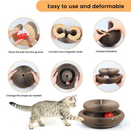 Organ Cat Scratching Board Toy with Bell Interactive Foldable Corrugated Paper Scratch Board Mental Physical Exercise Toy Pet Supplies