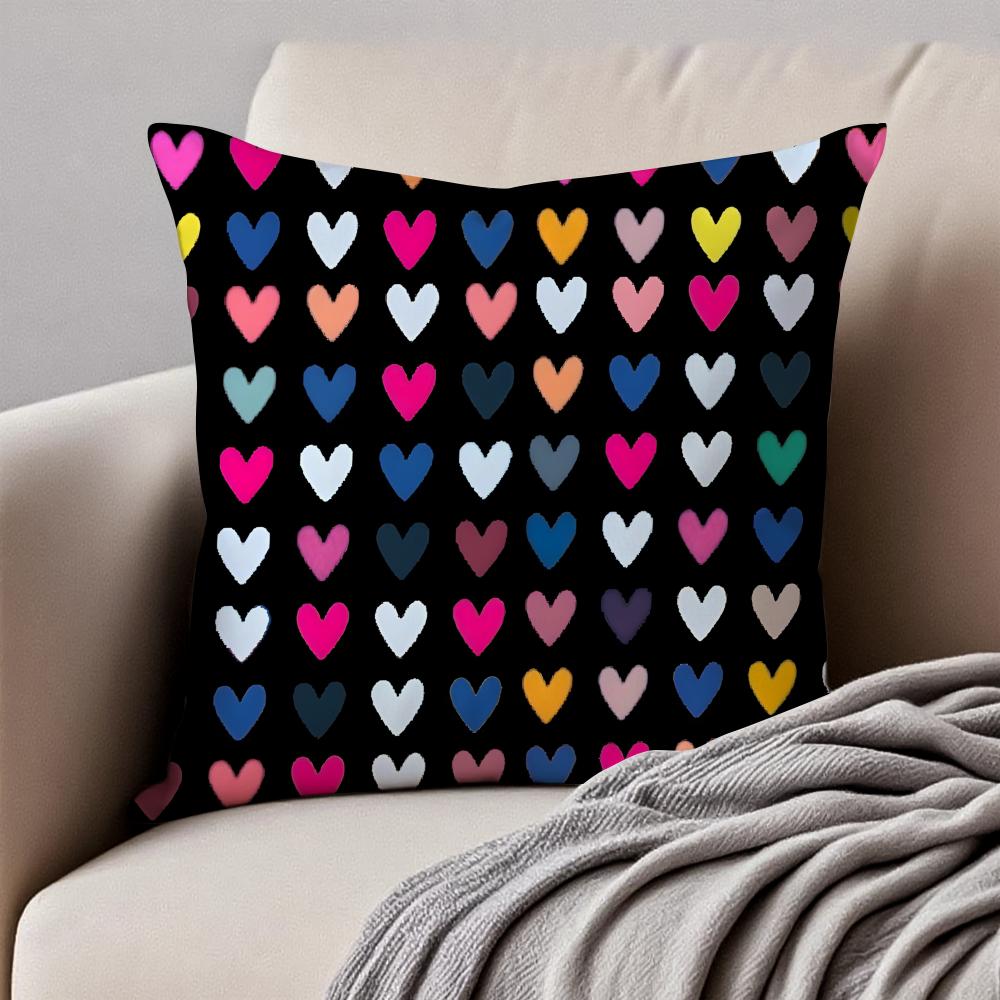 Dreamy Rainbow Love Fashion Patterns Cushion Cover Pillowcase Anti-Dustmite Invisible Zipper Short Plush Sofa Cushion