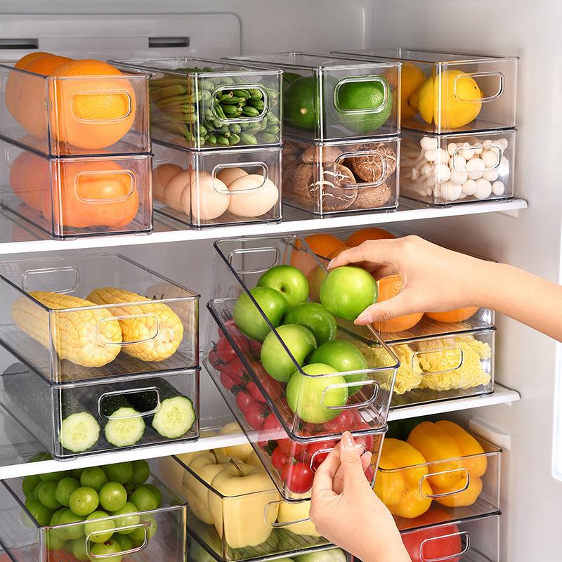 Portable Transparent Refrigerator Storage Box for Eggs, Fruits, and Vegetables - Freezer-Safe and Sealed Kitchen Organizer