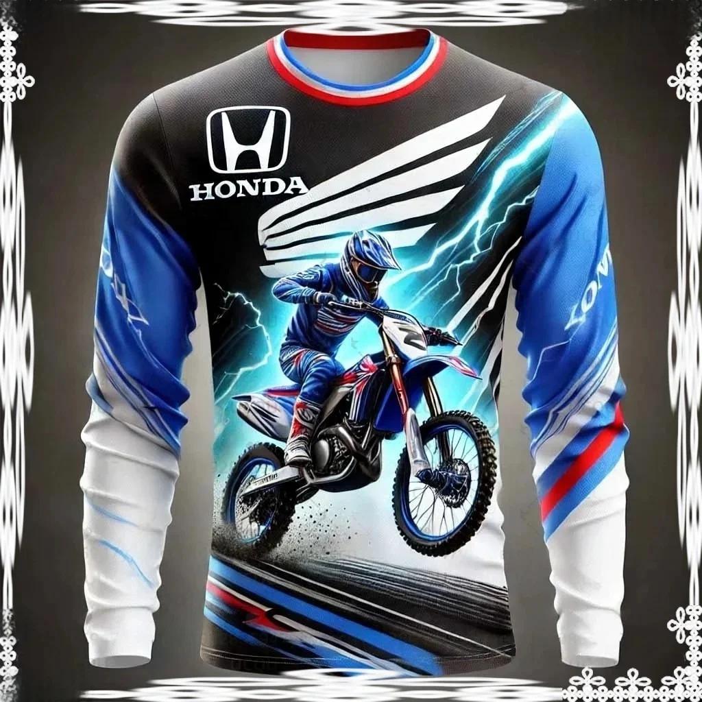 BWG5  Honda 2026 Summer New Off-Road Motorcycle Riding T-Shirt Breathable Sportswear Men and Women Riding Clothes