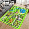 Colorful Town Map with Circus and School Non-slip Rug Suitable for Living Room and Bedroom Sofas.