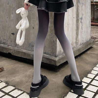 """Černobílé gradientní punčochové kalhoty - Japonský samet, Duhové, Průhledný styl Dámské ponožky"""