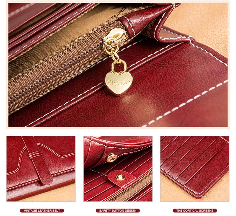 Buy Oil Wax Genuine Leather Wallet Woman Large Capacity Trifold Long