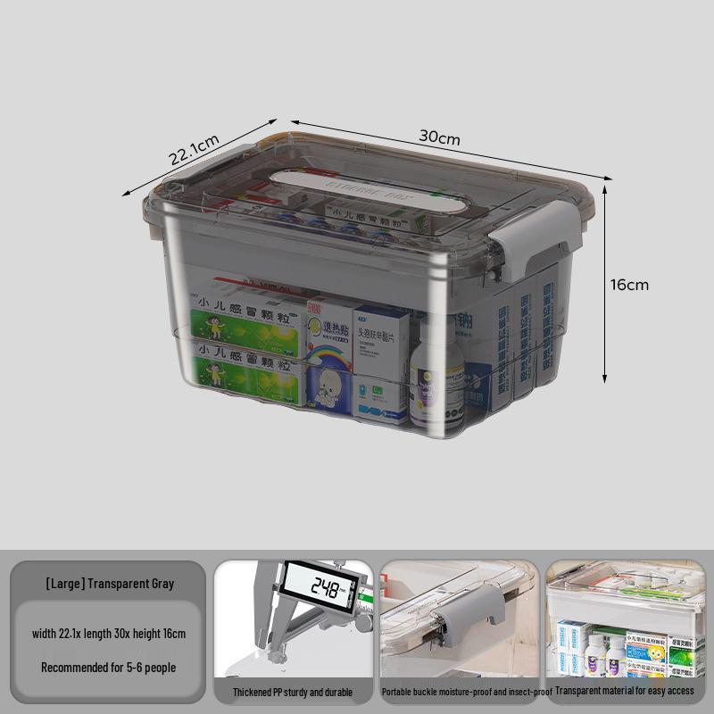 Compact Multi-layer Transparent Medicine Organizer with Large Capacity