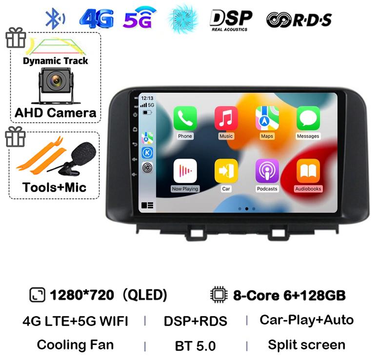 Android 14 Carplay Auto Car Radio Stereo For Hyundai Encino Kona 2018 2019 2020 2021 2022 GPS Multimedia Video Autoradio Player