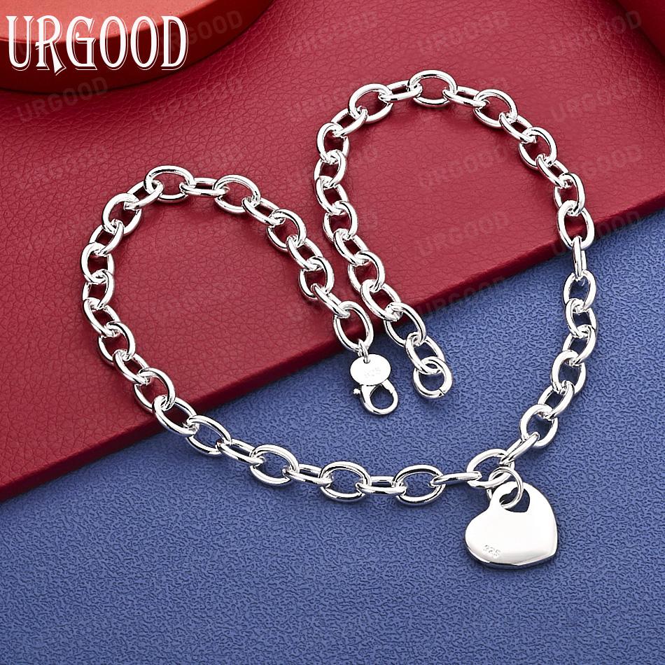 925 Sterling Silver Fashionable and Simple Heart Necklace - Banquet Gift Jewelry