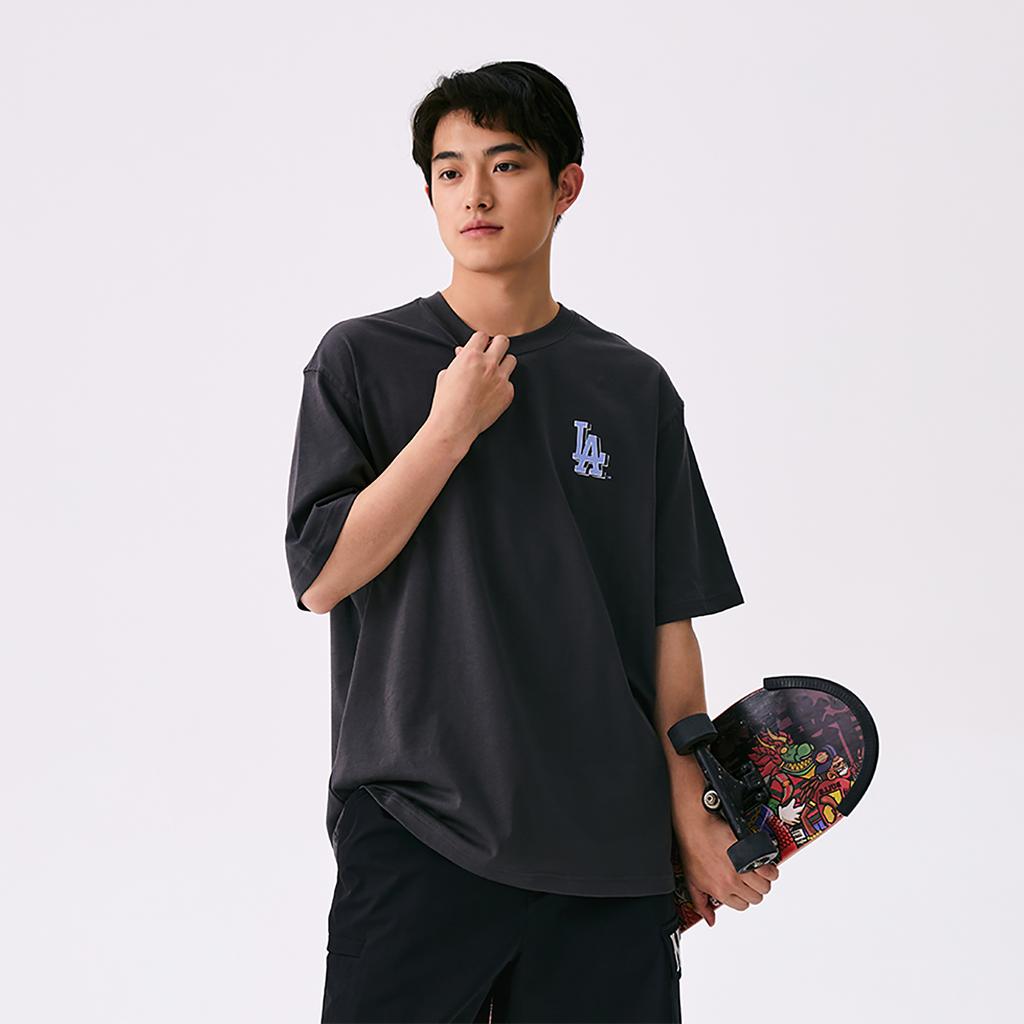 New MLB MONOGRAM Collection Los Angeles Dodgers SS25 T Shirt Unisex Charcoal Gray 3ATSM2153-07CGS