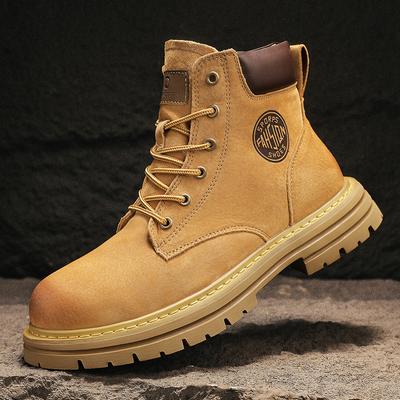 New Comfortable Leisure High Top Shoes Non-slip Lace-up Men's Motorcycle Boots Suede Leather Outdoor Male Ankle Boots Sneakers