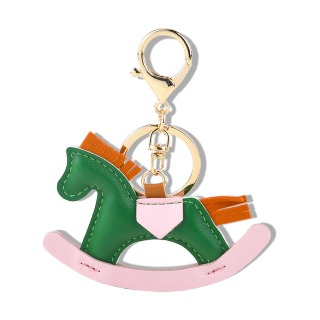 Cartoon Rocking Horse Pendant, Handmade Leather Bag Charm, Car Keychain.