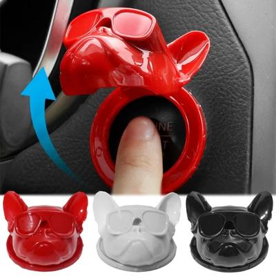 Ochranný kryt startovacího tlačítka jedním kliknutím 3D samolepka na ozdobu do auta s francouzským buldočkem Kryt na ozdobu startovacího tlačítka zapalování motoru auta
