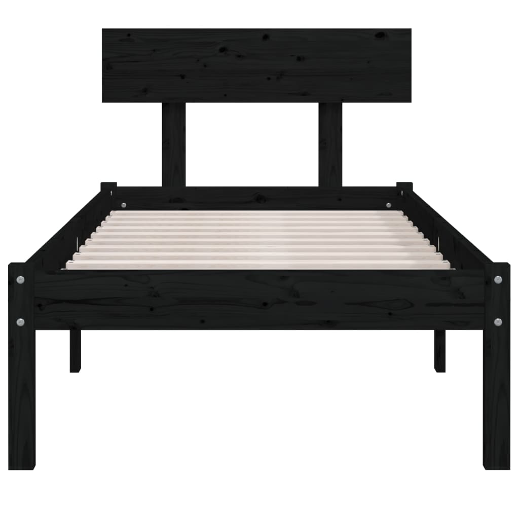 vidaXL Massivholzbett Schwarz Kiefer 90x190 cm