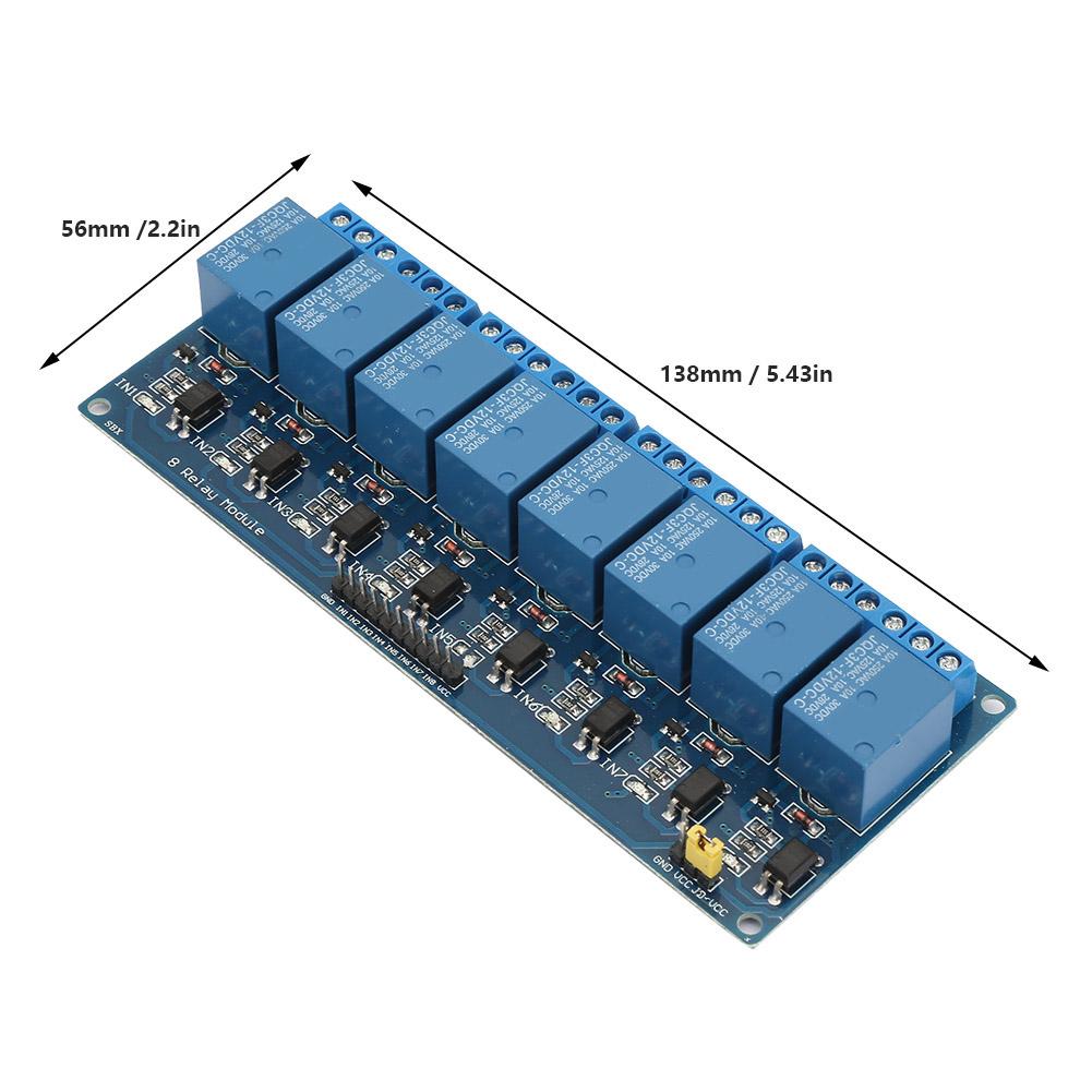 8 Channel Relay Module with Optocoupler Isolation Blue Board PLC Relay Module for Control(12V)