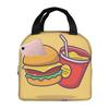Cute Hamburger Food Pattern Insulated Lunch Bag for Women Office Cooler Thermal Food Box Tote Portable Lunch Boxes Container