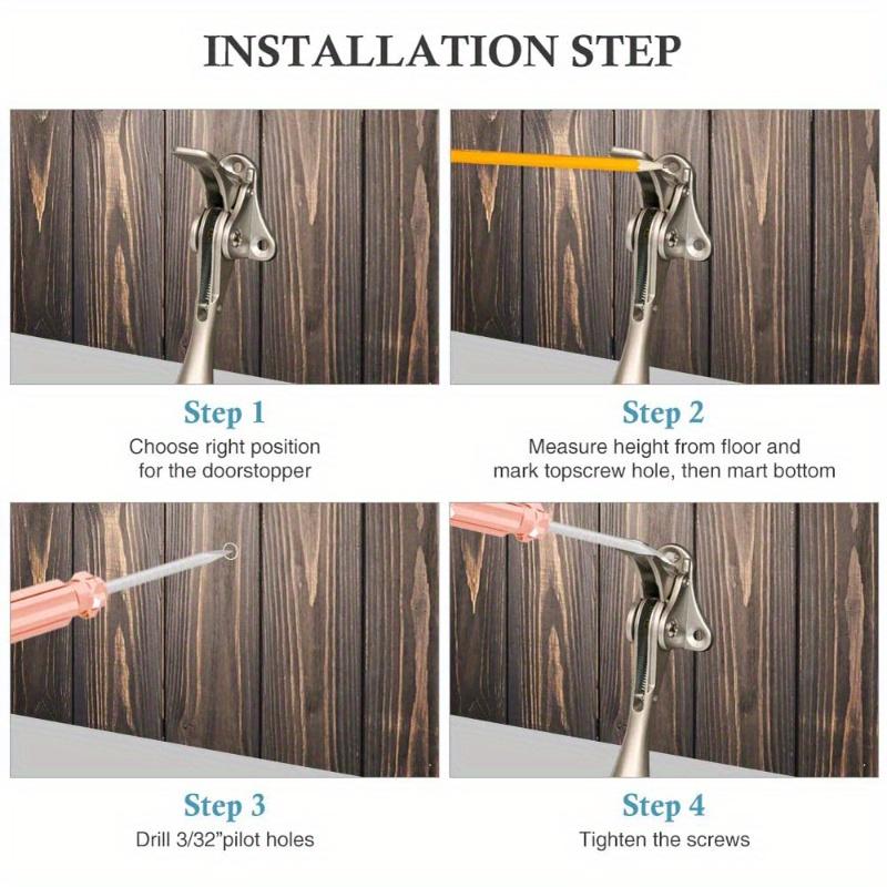 Adjustable Pedals Door Stopper Heavy Duty Mute Zinc Alloy Door Stops with Non-Slip Rubber Tip Hidden Wall Protector