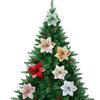Artificial Magnolia Flowers Christmas Ornaments Glitter Decorations