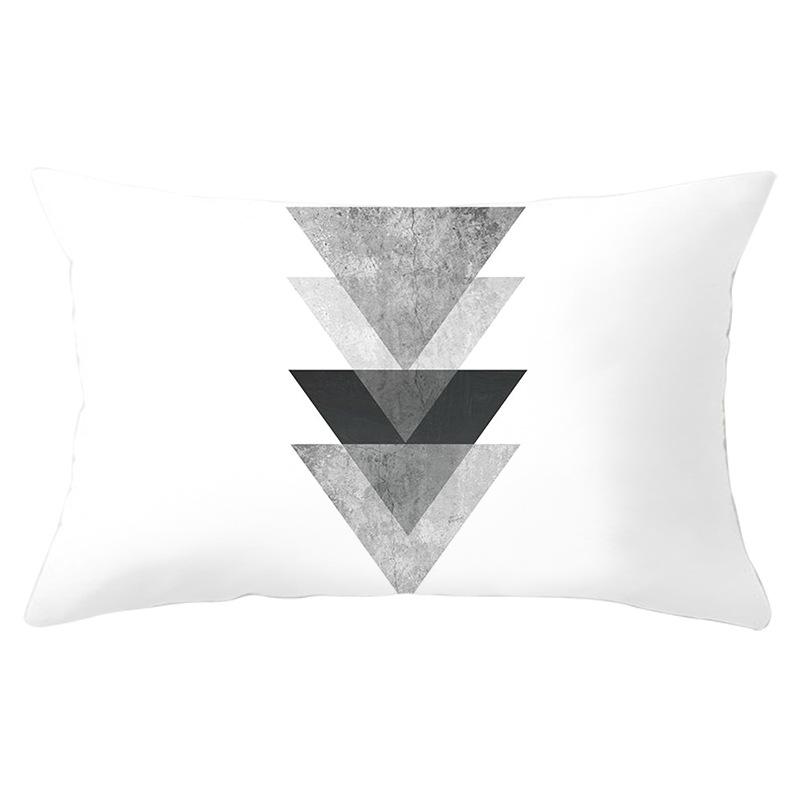 Home Geometric Peach Skin Waist Pillow Case Nordic Style Sofa Printed Pillow Case Office Lumbar Pillow
