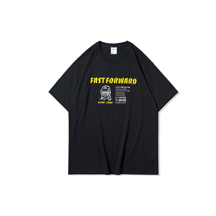 Li-Ning Alphabet Logo Printing Short Sleeve Tee Black Men s AHSQ183-1 L