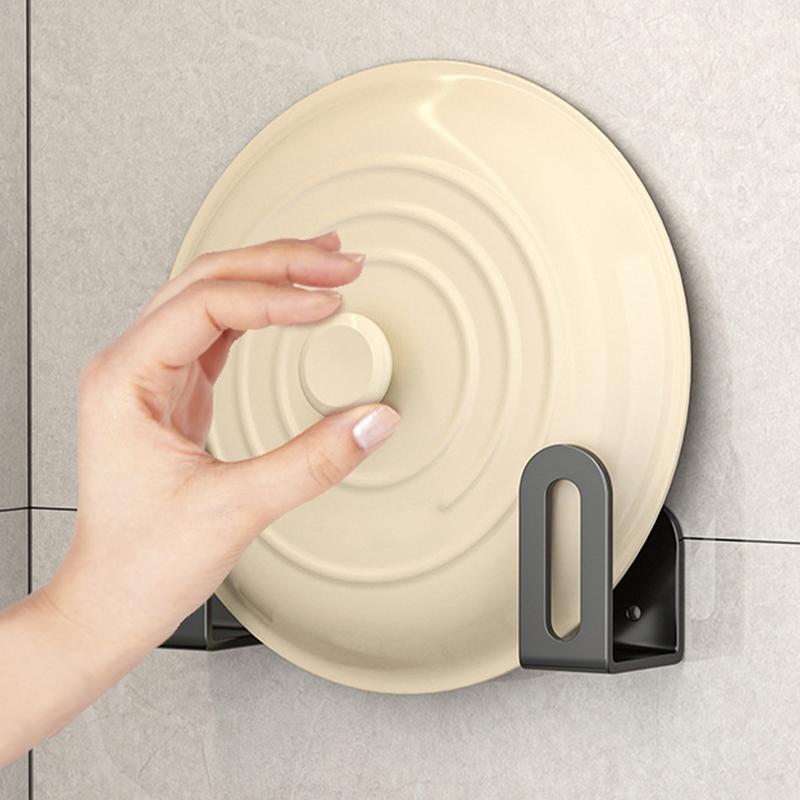 2pcs Pot Lid Holders Inside Cabinet Wall Mount Pot Lid Hanger No Drilling Adhesive Vertical Cookware Storage Rack For Kitchen