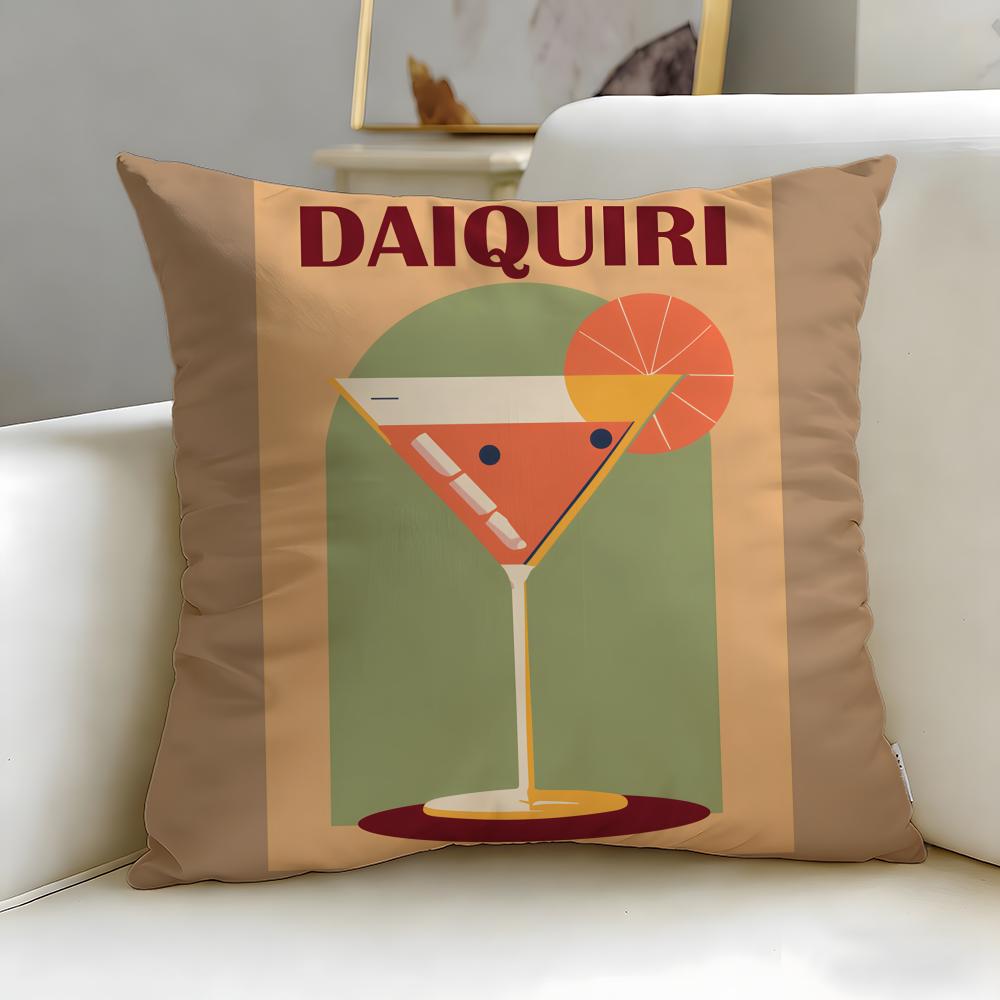 beverage theme Daiquiri Cocktail Cushion Cover Soft & Easy-Wash Pillow Case – Versatile for Couch, Bed, Travel and Office