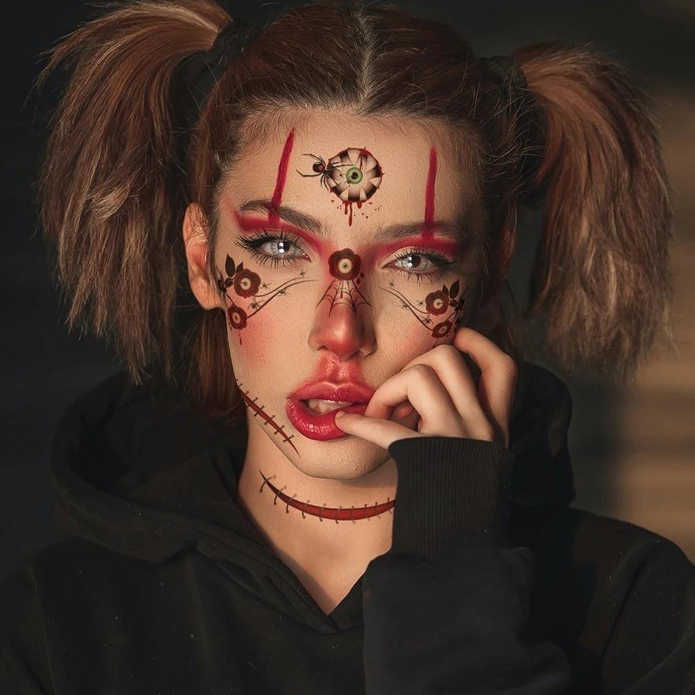 DIY Halloween Tattoo Sticker Scary Bloodiness Temporary Scar Stickers Haunted House