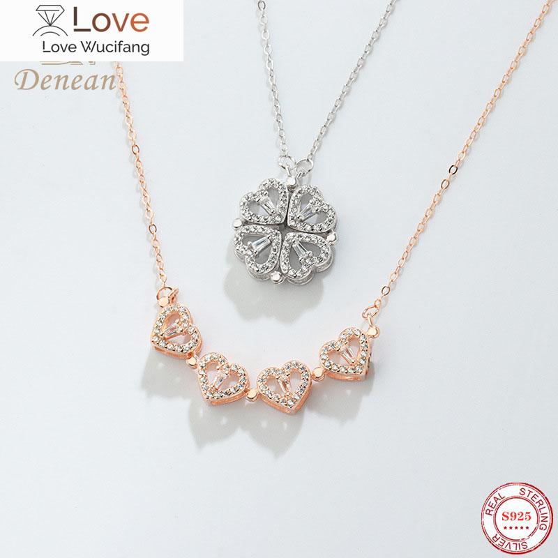 

925 Клевер Ожерелье Четырехлистный Кулон В Форме Сердца Ожерелье Для Женщин Hart Роскошные Ювелирные Изделия Распродажа Дропшиппинг 40cm розового золота