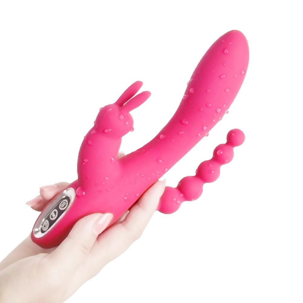 3 w 1 dildo dla kobiet królik wibrator wodoodporny akumulatorowy wibrator analny łechtaczki zabawki erotyczne dla par pomoce seksualne