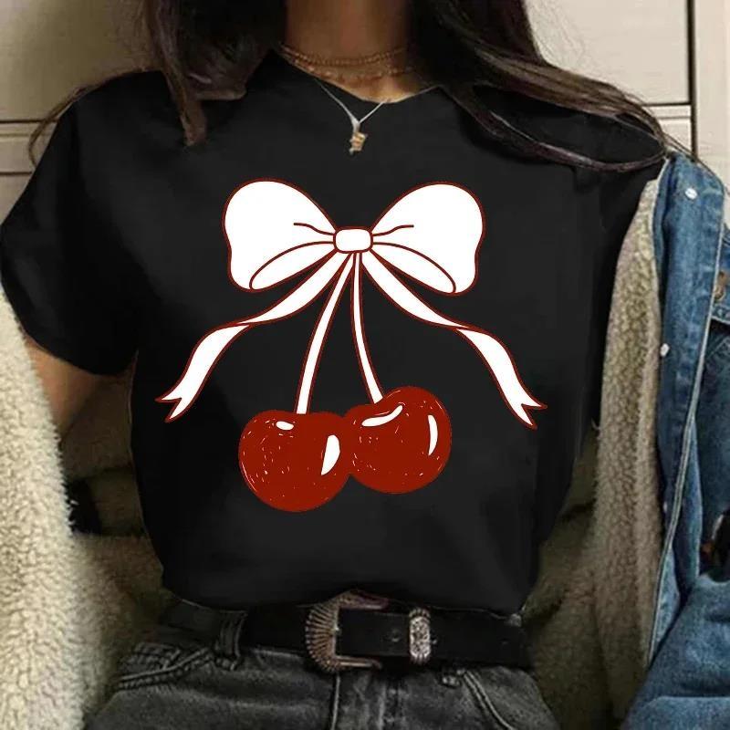 

Sweet Strawberry Cherry Casual TShirt Women Summer Tops Tees Loose Streetwear Cotton Oversized T Shirt Oneck Fitness Tshirt 4XL