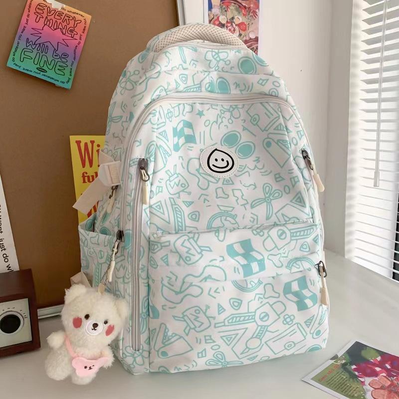 Schoolbag Japanese school bag female ins niche Harajuku graffiti design backpack junior high school college student large capacity backpack female