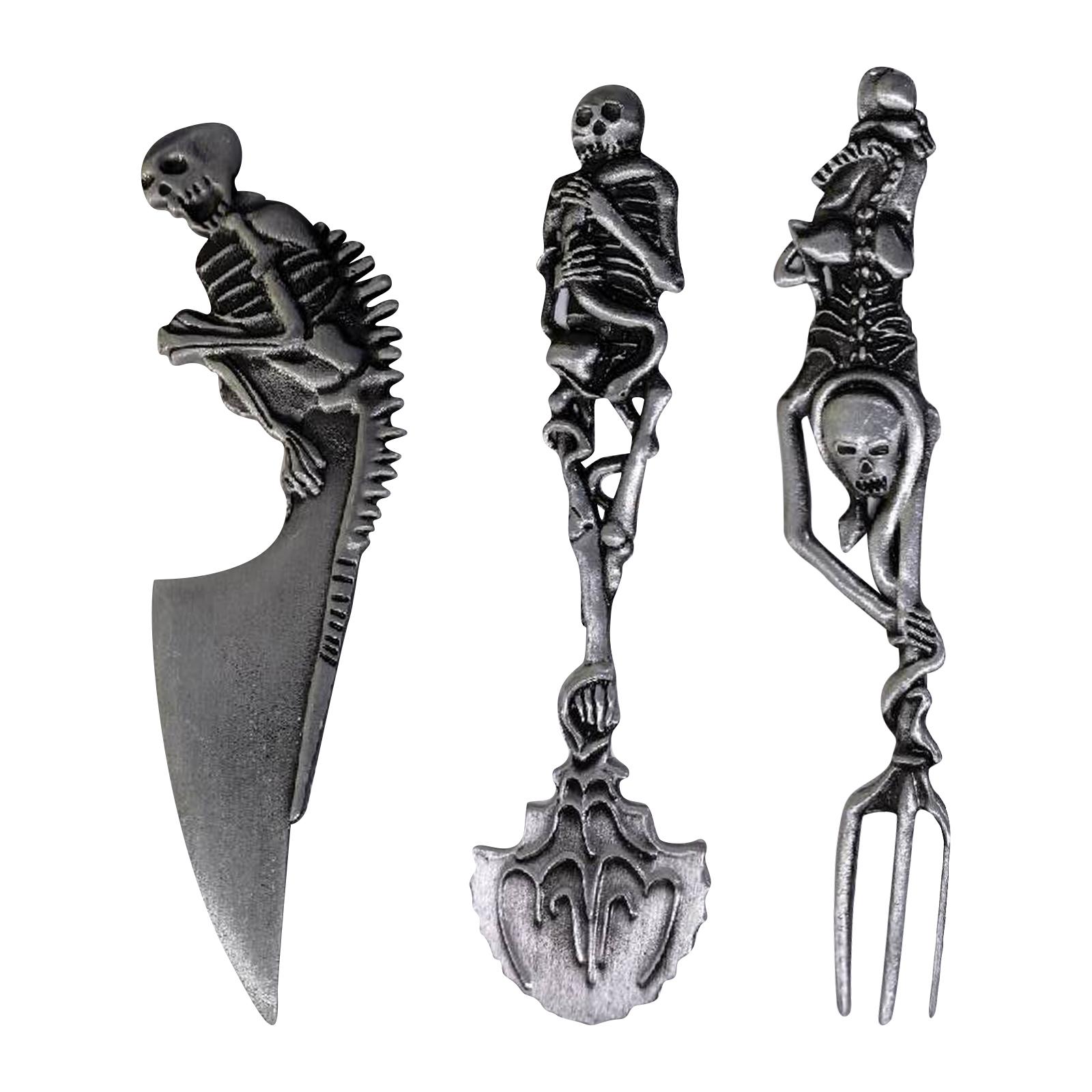 

Cutlery Set, Unique Spoon And Fork, Metal Cutlery Set For Halloween Easter Christmas Party One Size серебряный