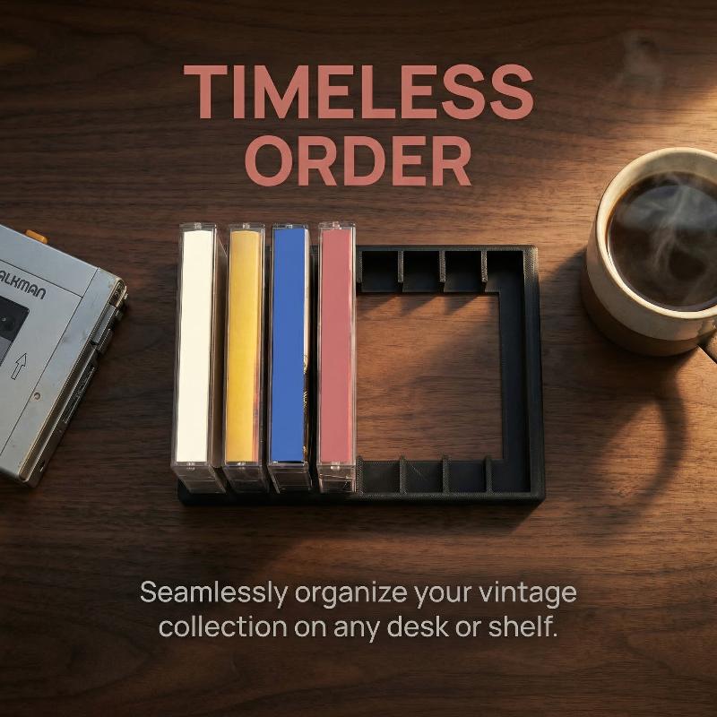 Plastic Cassette Tape Organizer Black Rack 8 10 Slot Music Tape Storage Lightweight Holder for Home Office Use