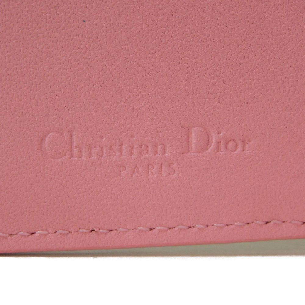 Used Lady Dior Card Holder 10656 S0011PANB 7946 with logo charm, pink two-tone, excellent condition, Cannage Black from