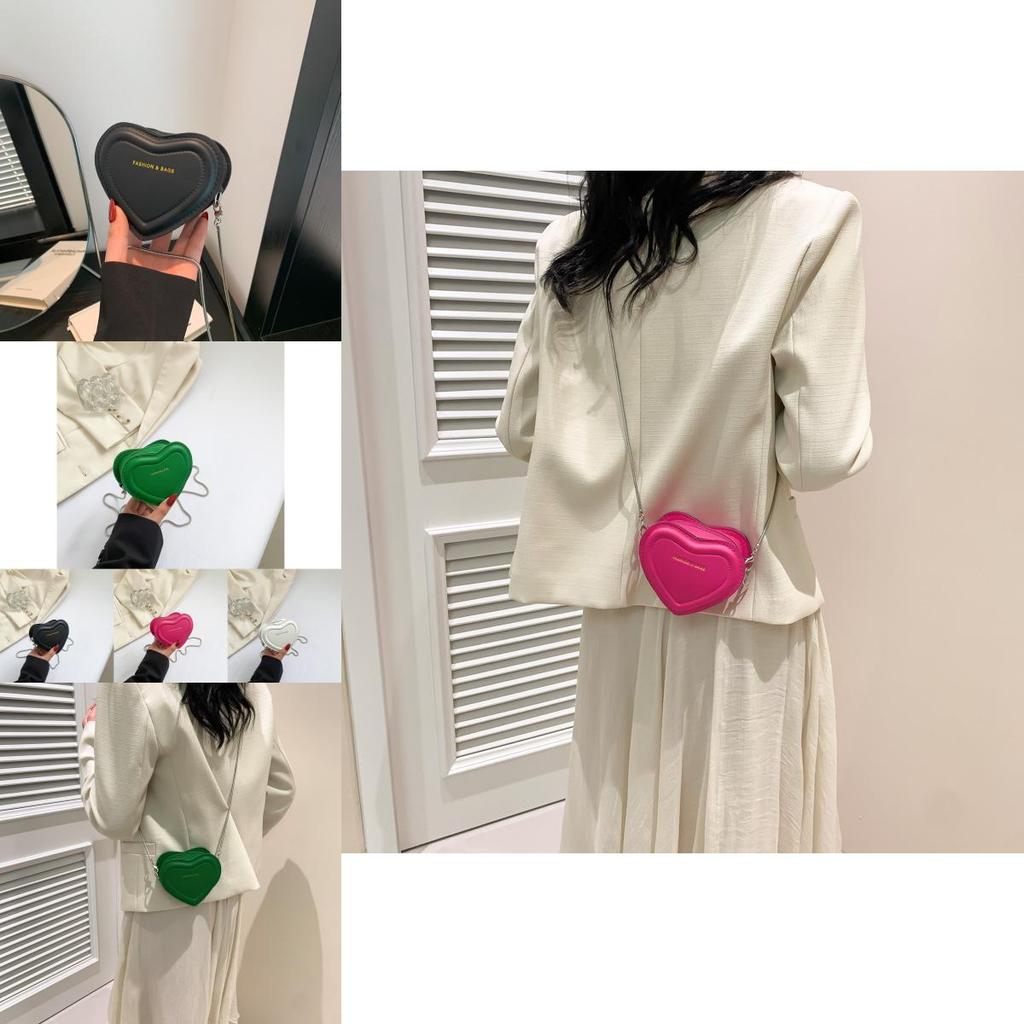 Cute And Stylish Heart-shaped Crossbody Bag For Women With Trendy Pu Material And Chic Ins Look