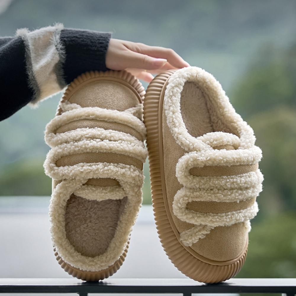 Fashion Warm Slippers Women Thick Soled Warm Slippers for Women Indoor Semi Slipper Cotton Shoes  Anti Slip Home Cotton Slippers