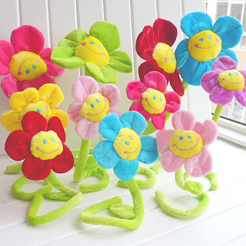 Cartoon Smile Sunflowers Plush Plants Baby Bed Room Decoration Multifunctional Soft Toy Gift for Kids Home Decor