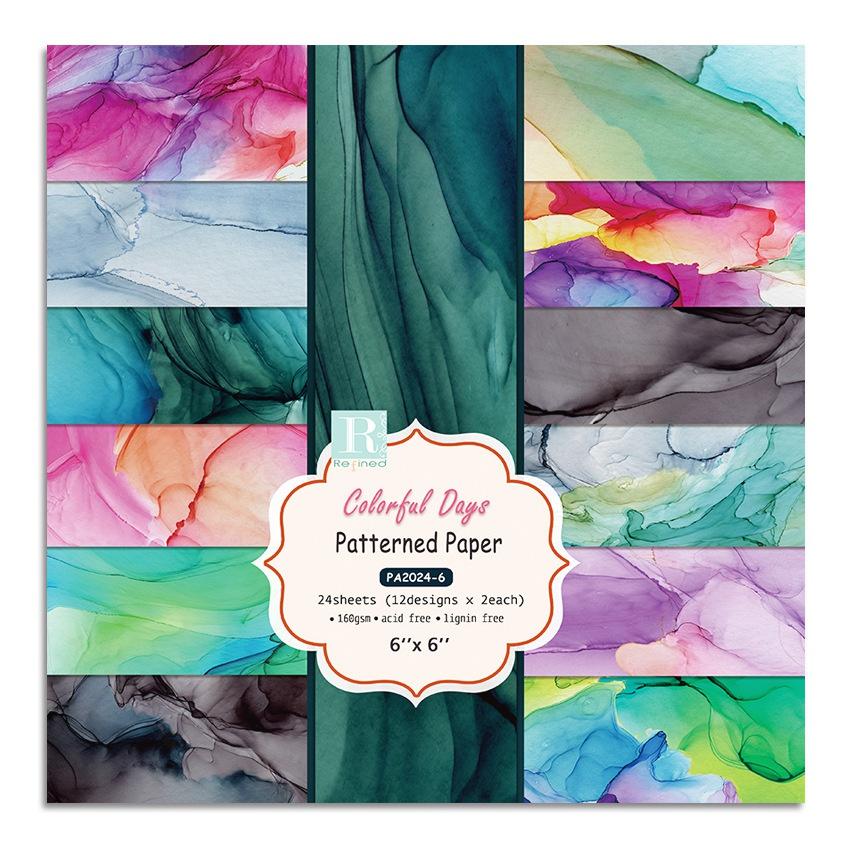 24 Sheets Colorful Craft Paper Pads Cutting Dies Art Background Origami Scrapbooking