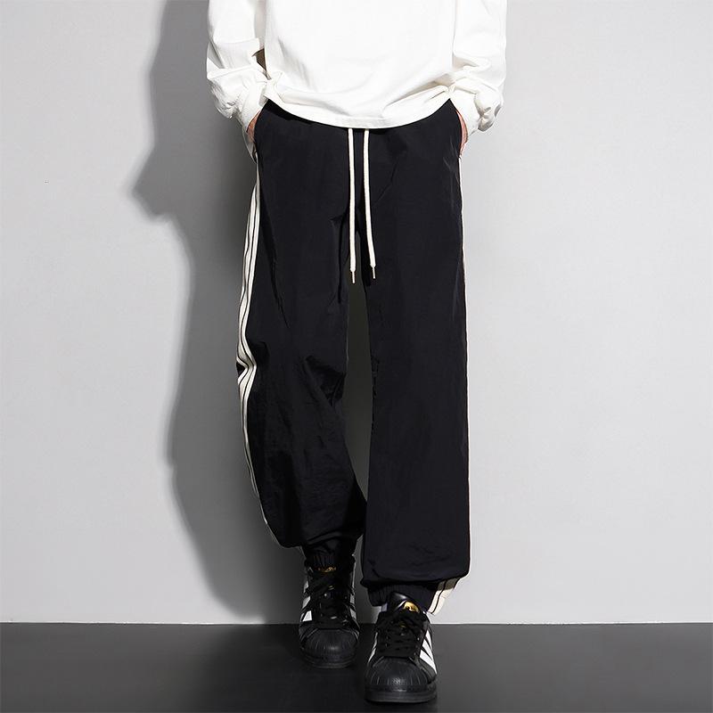 Pants Men's Spring and Autumn New Trousers Sports Casual Men's Pants Striped Tie Feet Versatile Men's Clothing