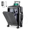 Black [BluFied] 20-inch Front-Opening Suitcase, Carry-on Size, ABS+PC Material,