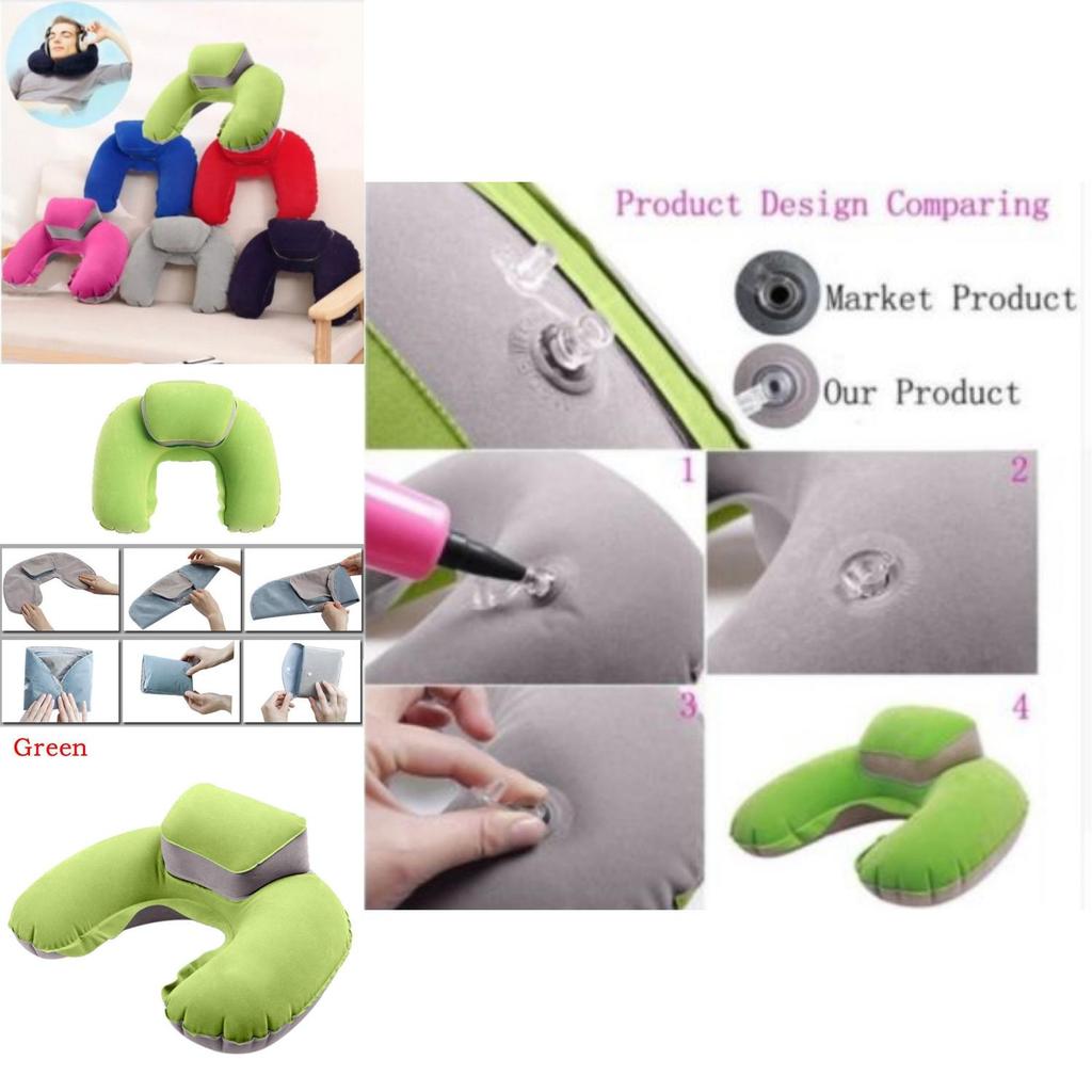 Luxurious Inflatable Travel Pillow Set With Eye Mask And Earplugs For Airplane Comfort