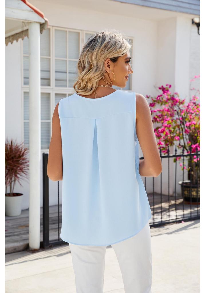 Temu 2024 Cross-Border Summer Sleeveless Chiffon Top