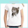 Women Summer 3d Naughty Cat T-shirt Printing Premium Quality Cotton Blend Top