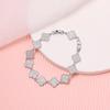 Elegant Long Clover Necklace Earring Bracelet Set With Full CZ Zircon Stones Sterling Plated