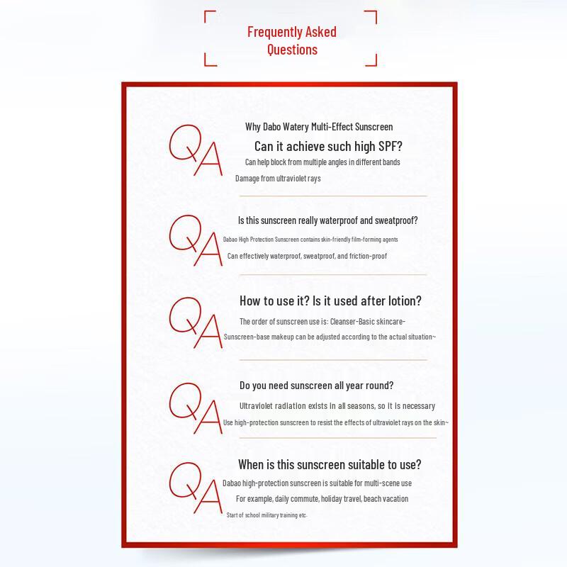 Dabao Wodoodporny Wielofunkcyjny Krem do Twarzy z Filtrem SPF50+